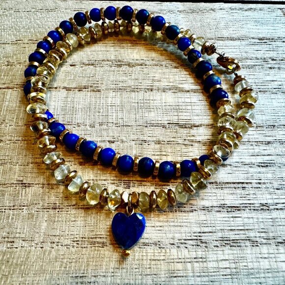 Lapis, Citrine & Gold Hematite Wrap Bracelet - Picture 5 of 5